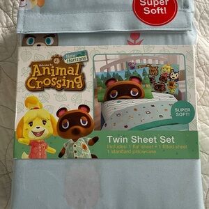 Animal Crossing Twin Sheet Set - Light Blue
